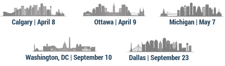 Calgary, Ottawa, Michigan, Washington, DC, Dallas
