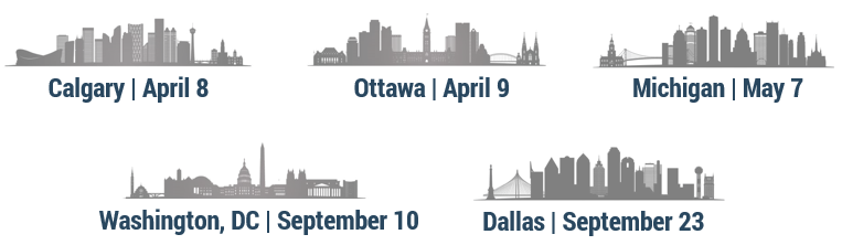 Calgary, Ottawa, Michigan, Washington, DC, Dallas