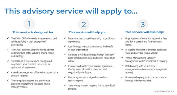 This advisory service will apply to