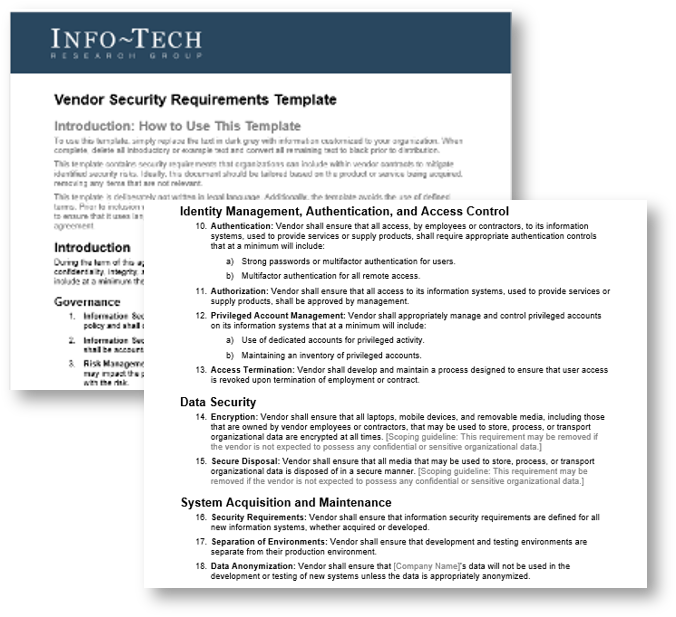 Vendor Security Requirements Template
